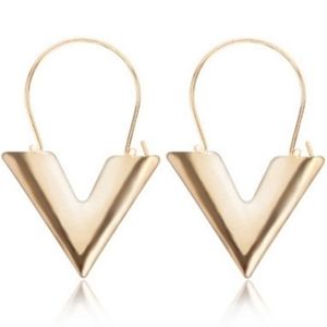 Stainless Steel with Gold Plating "V" Earrings